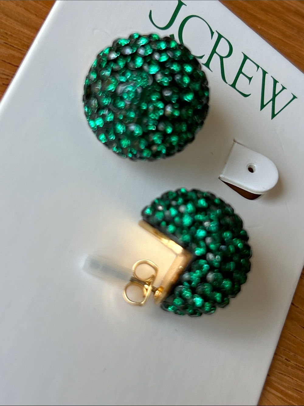 J. Crew Green Crystal Studded Ball Earrings - Picture 5 of 6